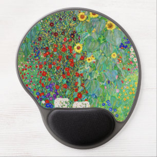 Gustav Klimt Farm Garden With Sunflowers Painting Gel Mouse Pad