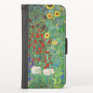 Gustav Klimt Farm Garden With Sunflowers Painting iPhone X Wallet Case