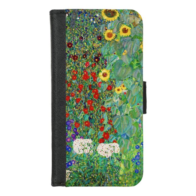 Gustav Klimt Farm Garden With Sunflowers Painting iPhone Wallet Case (Front)