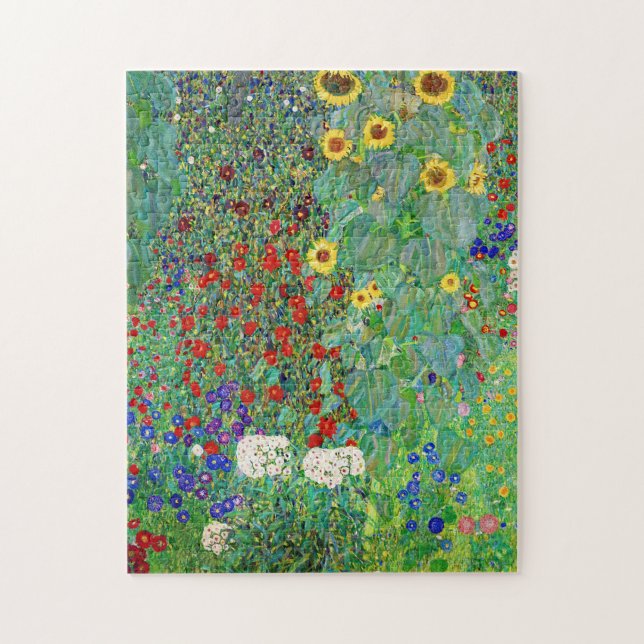 Gustav Klimt Farm Garden With Sunflowers Painting Jigsaw Puzzle (Vertical)