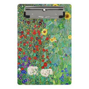 Gustav Klimt Farm Garden With Sunflowers Painting Mini Clipboard