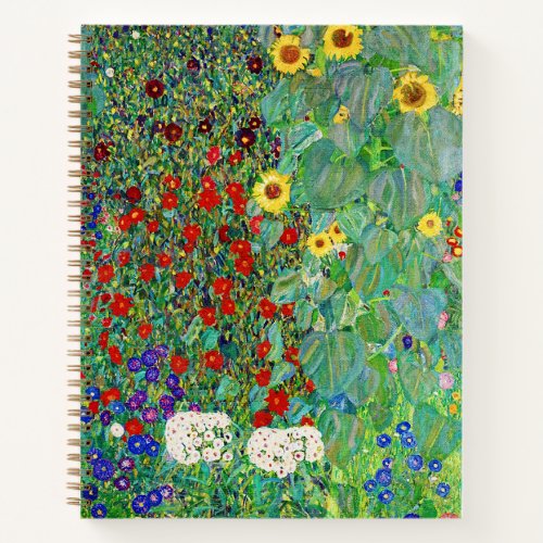 Gustav Klimt Farm Garden With Sunflowers Painting Notebook