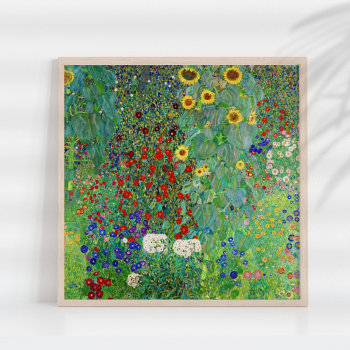 Gustav Klimt Farm Garden With Sunflowers Painting Poster by artfoxx at Zazzle