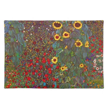 Gustav Klimt Farm Garden With Sunflowers Placemat by VintageSpot at Zazzle