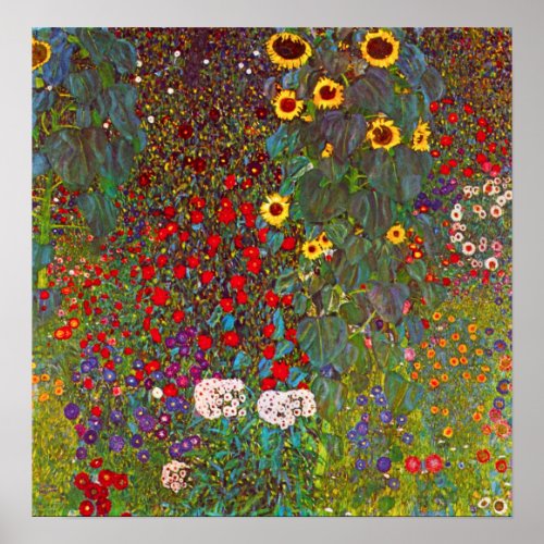 Gustav Klimt Farm Garden with Sunflowers Poster