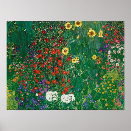Gustav Klimt _ Farm Garden with Sunflowers Poster