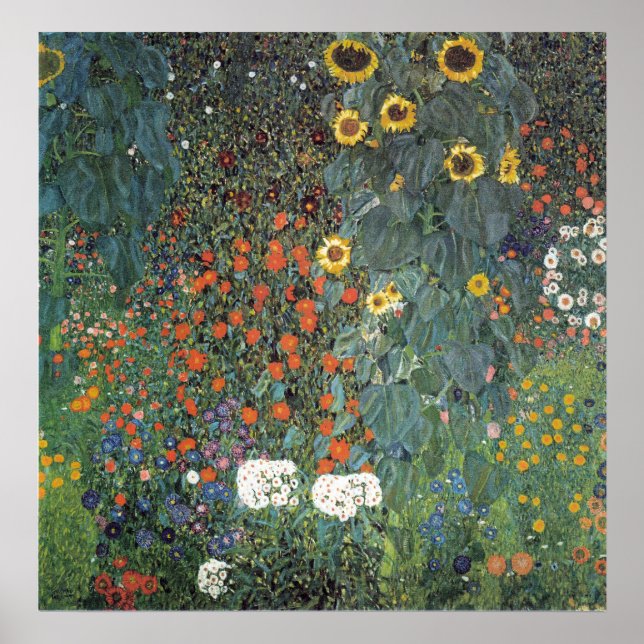 Gustav Klimt Farm Garden with Sunflowers Poster (Front)