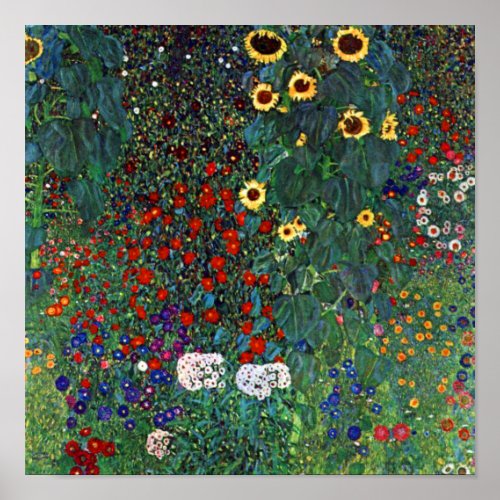 Gustav Klimt Farm Garden with Sunflowers Poster