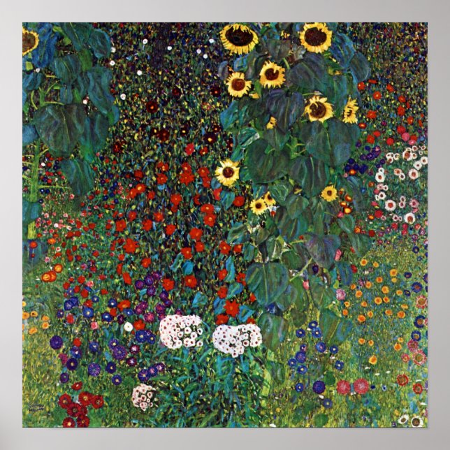 Gustav Klimt Farm Garden With Sunflowers Poster (Front)