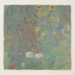 Gustav Klimt, Farm Garden with Sunflowers Scarf<br><div class="desc">Scarf with the Gustav Klimt art painting called "Farm Garden with Sunflowers". "Farm Garden with Sunflowers" painting is a painting with yellow sunflowers, red roses, and white and blue flowers on a green background. Customizable.</div>