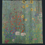 Gustav Klimt, Farm Garden with Sunflowers Shower Curtain<br><div class="desc">Shower curtain with the Gustav Klimt art painting called "Farm Garden with Sunflowers". "Farm Garden with Sunflowers" painting is a painting with yellow sunflowers,  red roses,  and white and blue flowers on a green background. Customizable.</div>