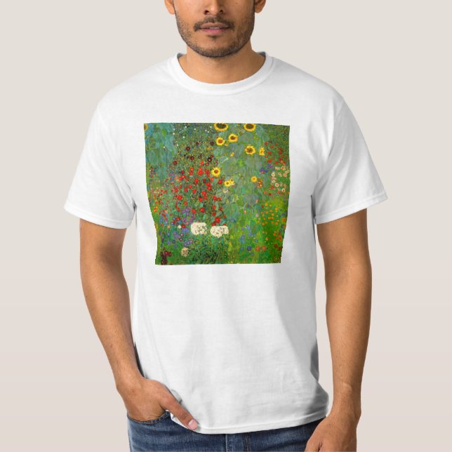 Gustav Klimt Farm Garden with Sunflowers T-Shirt (Front)