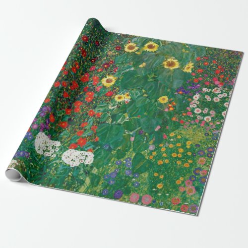 Gustav Klimt _ Farm Garden with Sunflowers Wrapping Paper