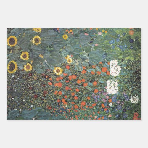 Gustav Klimt Farm Garden with Sunflowers Wrapping  Wrapping Paper Sheets