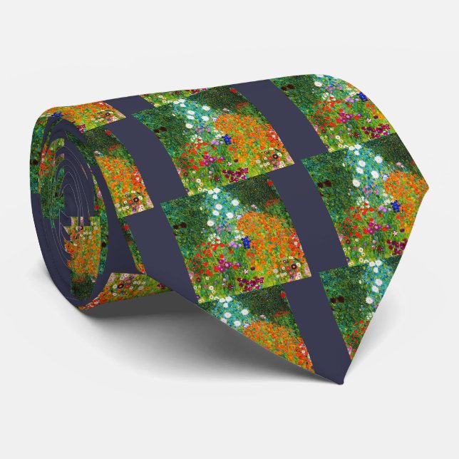 Gustav Klimt , "Farmhouse garden" Neck Tie (Rolled)