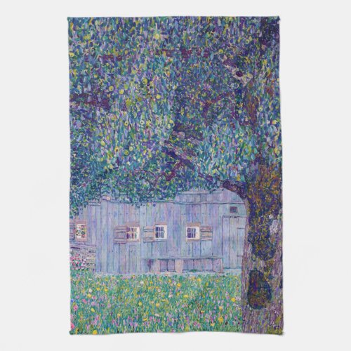 Gustav Klimt _ Farmhouse in Upper Austria Kitchen Towel