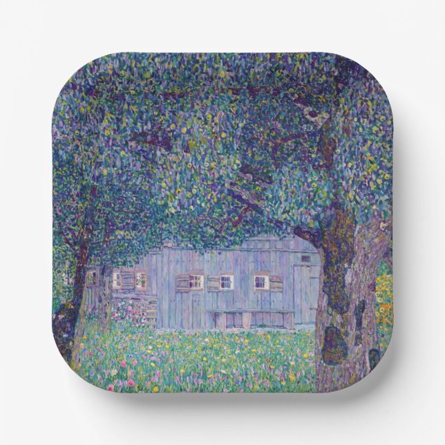 Gustav Klimt - Farmhouse in Upper Austria Paper Plates (Front)