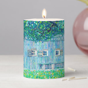 Gustav Klimt Farmhouse in Upper Austria Pillar Candle