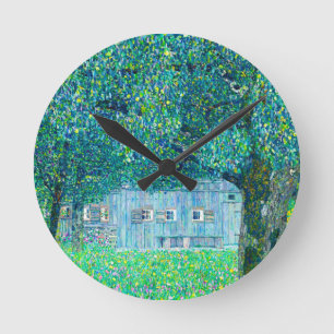Gustav Klimt Farmhouse in Upper Austria Round Clock