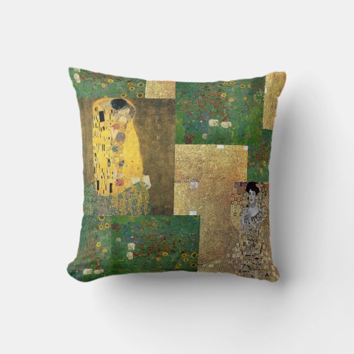 Gustav Klimt Fine Art Collage Throw Pillow