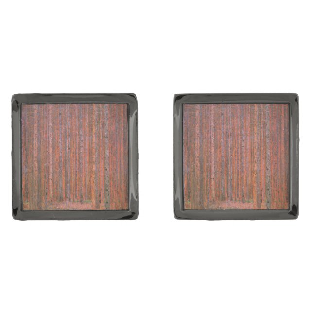 Gustav Klimt Fir Forest Tannenwald Red Trees Cufflinks (Front)