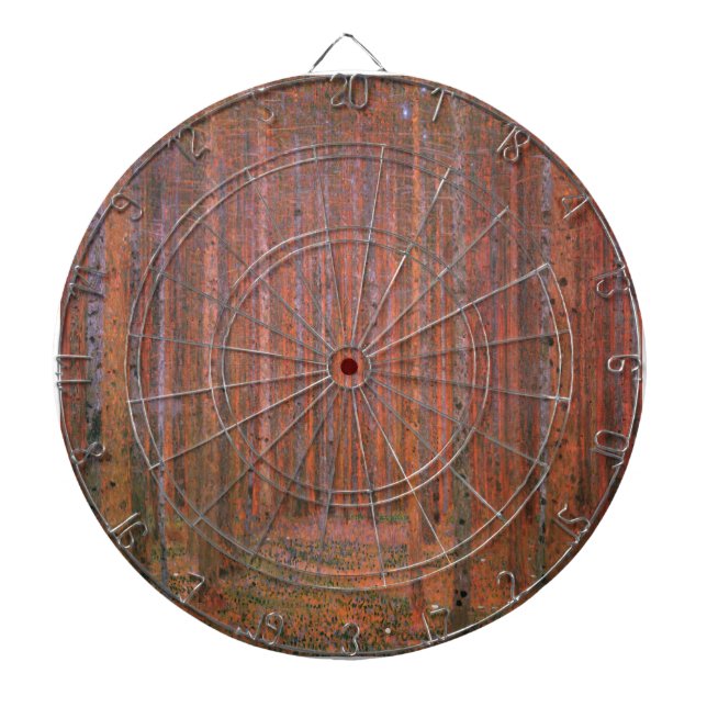 Gustav Klimt Fir Forest Tannenwald Red Trees Dartboard With Darts (Front)