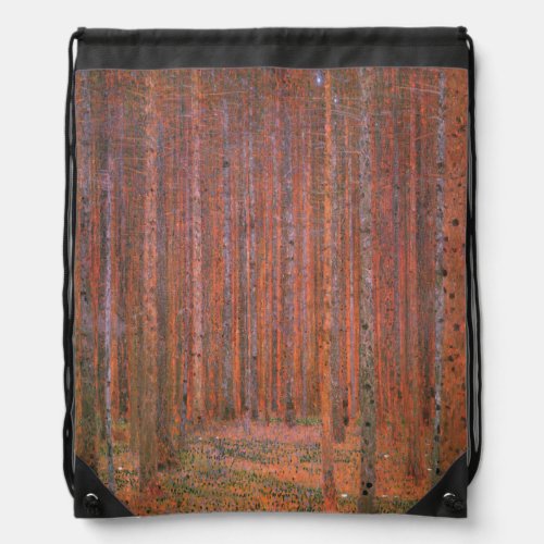 Gustav Klimt Fir Forest Tannenwald Red Trees Drawstring Bag