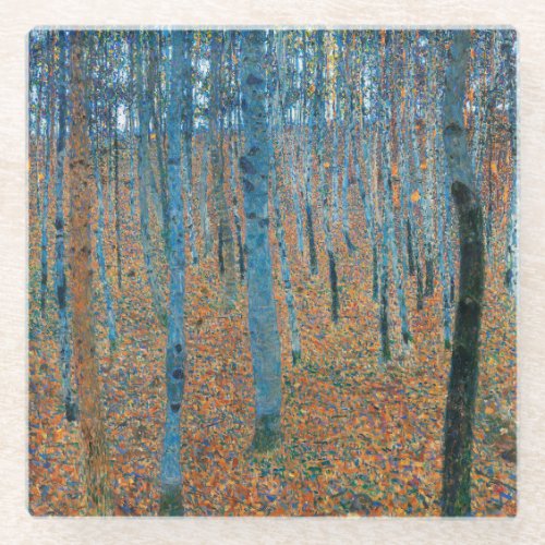 Gustav Klimt Fir Forest Tannenwald Red Trees Glass Coaster