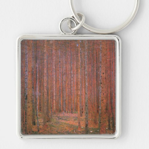 Gustav Klimt Fir Forest Tannenwald Red Trees Keychain