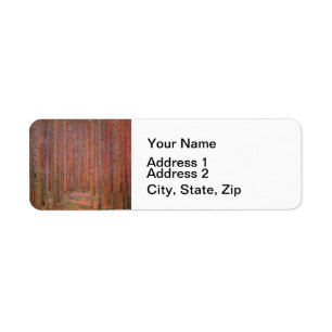 Gustav Klimt Fir Forest Tannenwald Red Trees Label