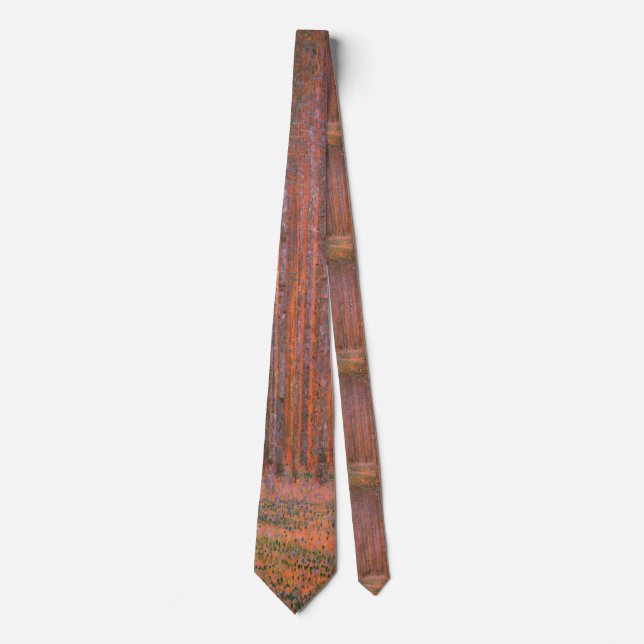 Gustav Klimt Fir Forest Tannenwald Red Trees Neck Tie (Front)