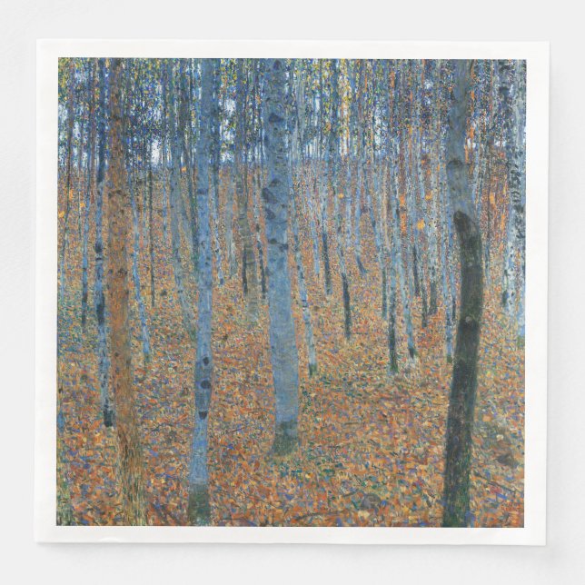 Gustav Klimt Fir Forest Tannenwald Red Trees Paper Dinner Napkins (Front)