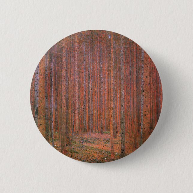 Gustav Klimt Fir Forest Tannenwald Red Trees Pinback Button (Front)