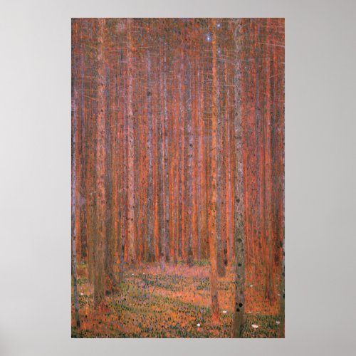 Gustav Klimt Fir Forest Tannenwald Red Trees Poster