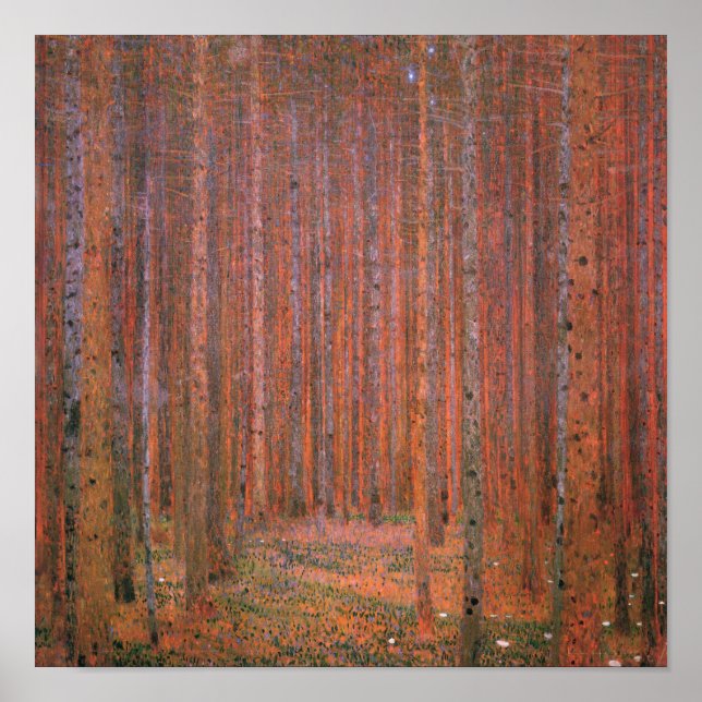 Gustav Klimt Fir Forest Tannenwald Red Trees Poster (Front)