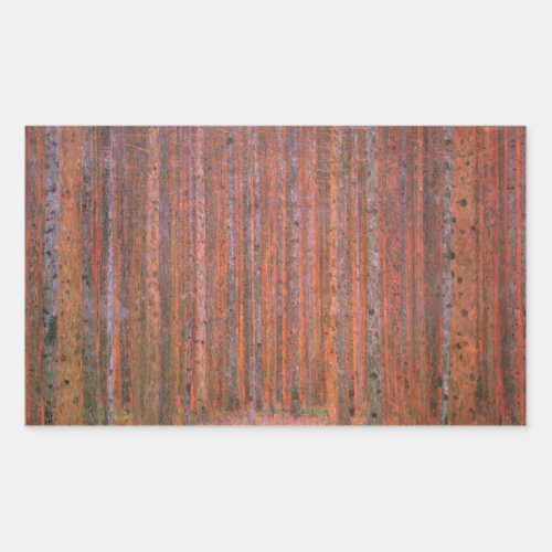 Gustav Klimt Fir Forest Tannenwald Red Trees Rectangular Sticker