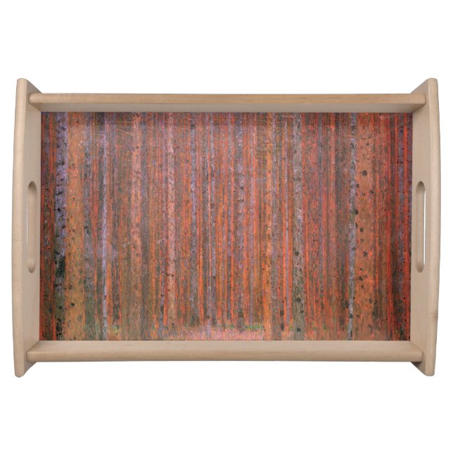 Gustav Klimt Fir Forest Tannenwald Red Trees Serving Tray (Front)