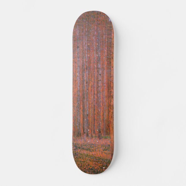 Gustav Klimt Fir Forest Tannenwald Red Trees Skateboard (Front)