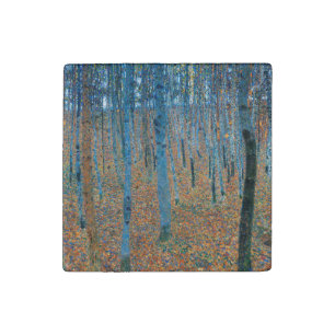 Gustav Klimt Fir Forest Tannenwald Red Trees Stone Magnet