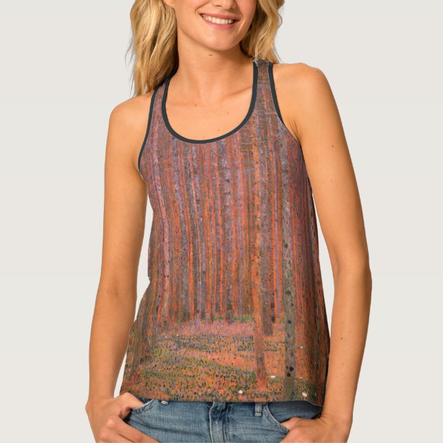 Gustav Klimt Fir Forest Tannenwald Red Trees Tank Top (Front)
