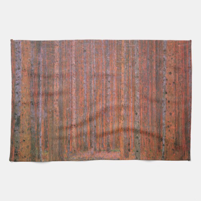 Gustav Klimt Fir Forest Tannenwald Red Trees Towel (Horizontal)