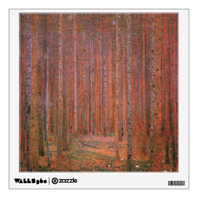 Gustav Klimt Fir Forest Tannenwald Red Trees Wall Sticker (Front)