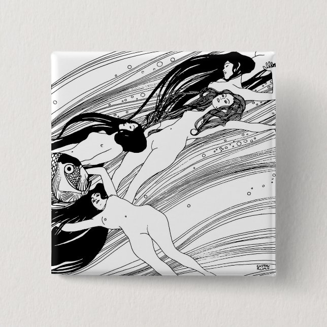 Gustav Klimt - Fish Blood Surreal Japanese Art Button (Front)
