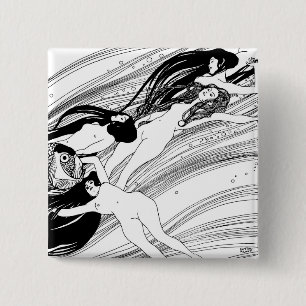 Gustav Klimt - Fish Blood Surreal Japanese Art Button