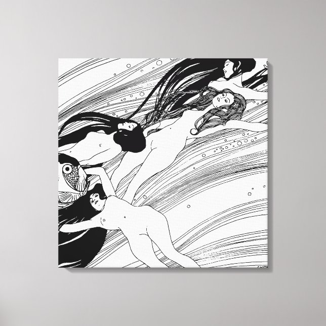Gustav Klimt - Fish Blood Surreal Japanese Art Canvas Print (Front)