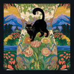 Gustav Klimt Floral Black Cat Altered Vintage Art Poster<br><div class="desc">Gustav Klimt's "Black Cat in a Flower Garden" is a vibrant and whimsical painting that captures the essence of Art Nouveau. The painting features a sleek black cat with bright beautiful eyes, lounging gracefully amidst a symphony of vivid flowers. The cat's fur is a rich, dark black, and the flowers...</div>