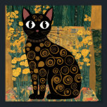 Gustav Klimt Floral Black Cat Altered Vintage Art Poster<br><div class="desc">Gustav Klimt's "Black Cat in a Flower Garden" is a vibrant and whimsical painting that captures the essence of Art Nouveau. The painting features a sleek black cat with bright beautiful eyes, lounging gracefully amidst a symphony of vivid flowers. The cat's fur is a rich, dark black, and the flowers...</div>