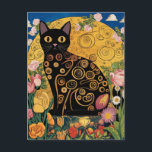 Gustav Klimt Floral Black Cat, Modern Eclectic Art Postcard<br><div class="desc">Gustav Klimt's "Black Cat in a Flower Garden" is a vibrant and whimsical painting that captures the essence of Art Nouveau. The painting features a sleek black cat with bright beautiful eyes, lounging gracefully amidst a symphony of vivid flowers. The cat's fur is a rich, dark black, and the flowers...</div>