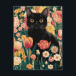 Gustav Klimt Floral Black Cat, Vintage Eclectic Postcard<br><div class="desc">Gustav Klimt's "Black Cat in a Flower Garden" is a vibrant and whimsical painting that captures the essence of Art Nouveau. The painting features a sleek black cat with bright beautiful eyes, lounging gracefully amidst a symphony of vivid flowers. The cat's fur is a rich, dark black, and the flowers...</div>
