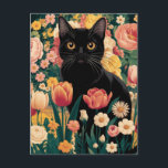Gustav Klimt Floral Black Cat, Vintage Eclectic Postcard<br><div class="desc">Gustav Klimt's "Black Cat in a Flower Garden" is a vibrant and whimsical painting that captures the essence of Art Nouveau. The painting features a sleek black cat with bright beautiful eyes, lounging gracefully amidst a symphony of vivid flowers. The cat's fur is a rich, dark black, and the flowers...</div>